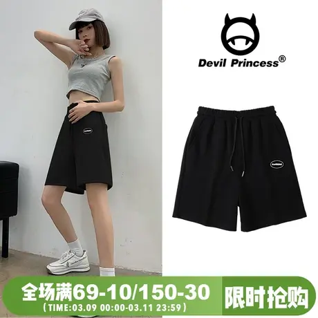 网红ins超火运动短裤女夏季潮宽松薄款直筒阔脚高街五分裤子卫裤图片