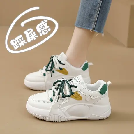 厚底小白鞋女2023春秋新款外穿孕妇软底鞋宽胖脚大头休闲运动板鞋图片