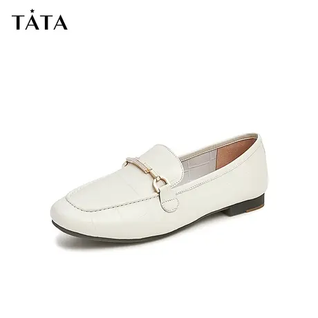 【直播秒杀】Tata他她英伦通勤乐福鞋女鞋通勤平底单鞋小皮鞋商品大图
