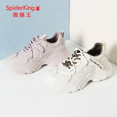 SPIDER KING/蜘蛛王老爹鞋女真皮2023秋商场新款休闲皮面透气厚底图片