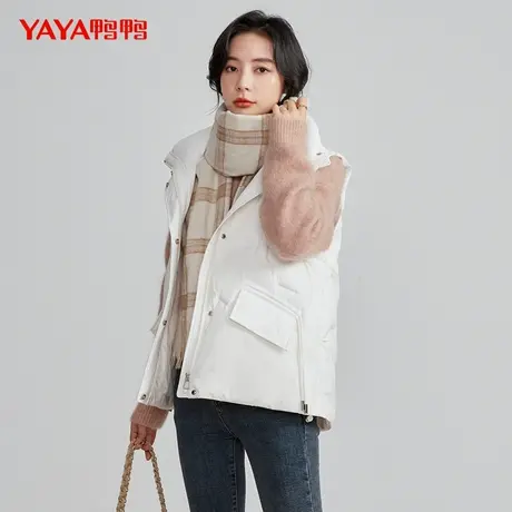 鸭鸭轻薄羽绒马甲女2023年秋冬新品短款立领韩版休闲马夹C图片