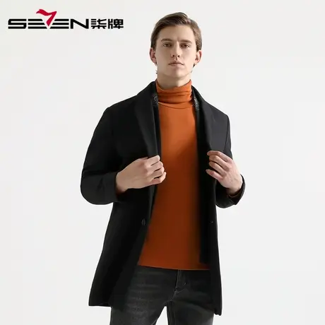 柒牌男装特价大衣2020秋冬时尚绅士中长款毛呢外套保暖修身呢大衣图片