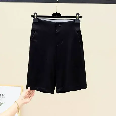 西装五分裤女夏2023新款高腰阔腿外穿大码薄款短裤显瘦松紧腰热裤图片