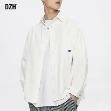 男士纯棉白色衬衫男高级感痞帅休闲外套2023新款上衣情侣长袖衬衣商品大图