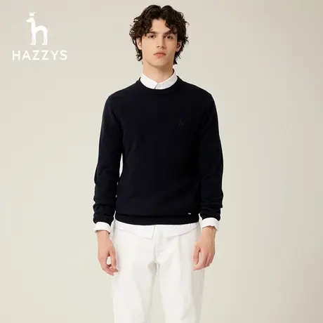 【商场同款】Hazzys哈吉斯冬季新品男士羊绒毛衣时尚舒适针织衫男图片