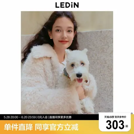 乐町韩系通勤仿羊羔毛外套冬季新款隐形衣扣设计仿皮草毛绒上衣女商品大图