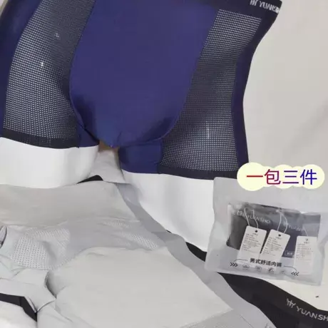 元首【三条 装】男士冰丝轻薄修身透气舒适平角内裤商品大图