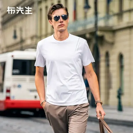 MrBu布先生纯色t恤2025夏季新款吸湿速干圆领男士短袖t恤AT16102商品大图