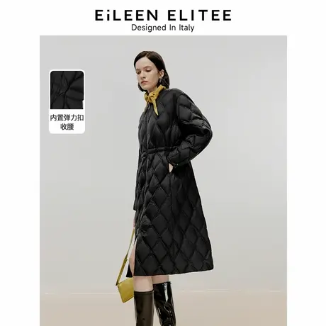 朗姿欧洲EiLEEN ELITEE中长款轻薄菱格棉服气质大衣女2024冬新款图片