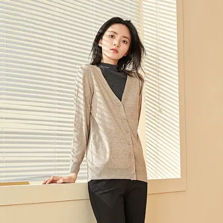 千仞岗2022秋季新品宽松显瘦简约舒适百搭开衫外套S263333MI图片