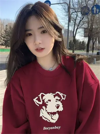 微胖大码甜辣风卫衣女高街小众hiphop长袖潮ins卡通秋冬加绒上衣商品大图