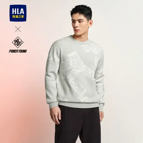 HLA/海澜之家POWER YOUNG系列长袖针织衫25春秋新满身提花毛衣男商品大图