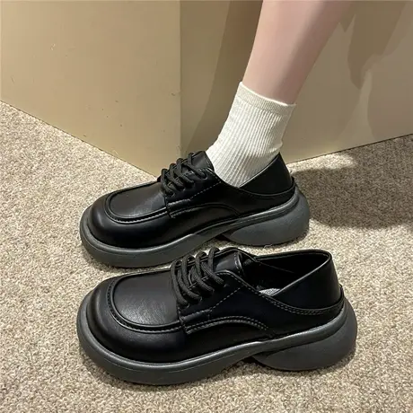 大头小皮鞋女英伦风2023新款秋季薄款厚底松糕鞋法式玛丽珍乐福鞋商品大图