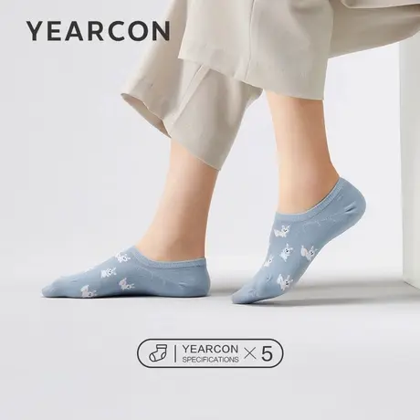 YEARCON/意尔康女袜船袜隐形夏季浅口薄款女士高跟鞋袜子5双装商品大图