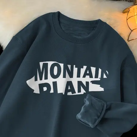 320g重磅男士卫衣秋冬款加绒加厚保暖圆领长袖t恤无帽衫潮流百搭商品大图