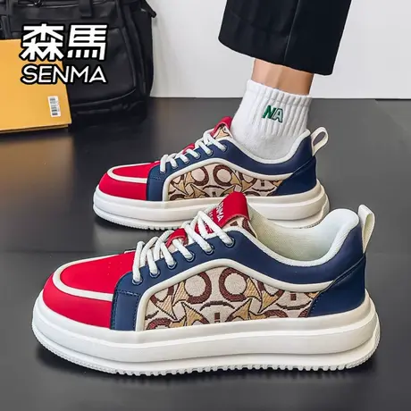森马男鞋秋季潮流百搭小众帆布休闲板鞋学生运动厚底增高小白潮鞋商品大图