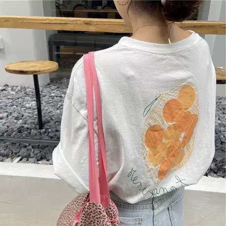 白色字母印花纯棉短袖T恤女夏季2025新款韩版宽松百搭大版上衣潮图片