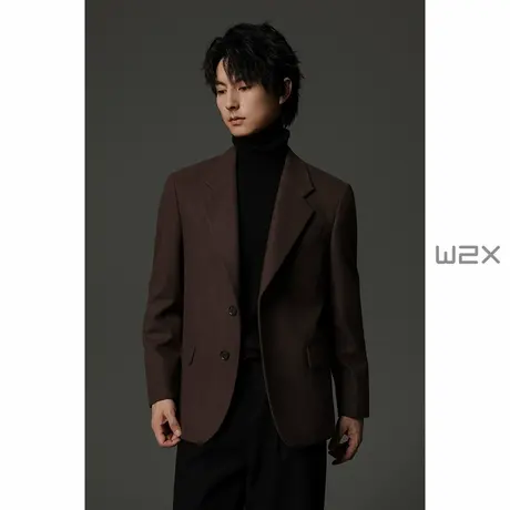 w2x秋冬季羊毛呢西装外套2025新款高级感痞帅休闲小西服外套单件商品大图