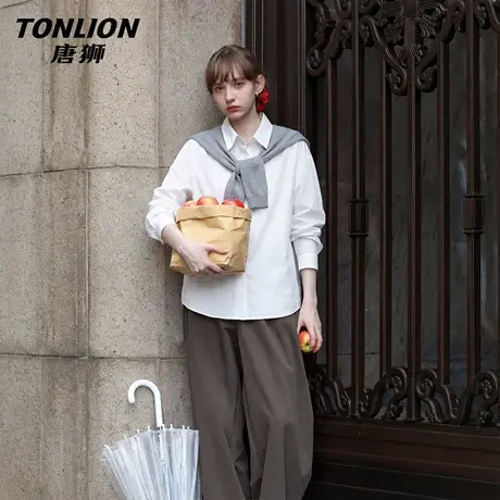 唐狮官方法式衬衫女2026新款春季小众设计感可拆卸披肩衬衣上衣VC图片