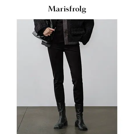 【商场同款】玛丝菲尔冬季新款黑色易打理弹力修身休闲裤女图片