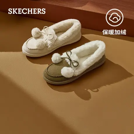 Skechers斯凯奇女鞋百搭毛毛鞋浅口保暖乐福鞋一脚蹬加绒单鞋秋冬图片