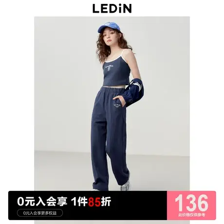 乐町运动简约休闲裤女2023年春夏新款甜系卫裤女宽松设计感运动裤商品大图