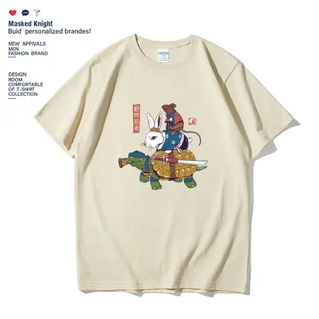 夏季港风潮牌日系复古印花t恤短袖男学生宽松休闲圆领体恤衫上衣商品大图