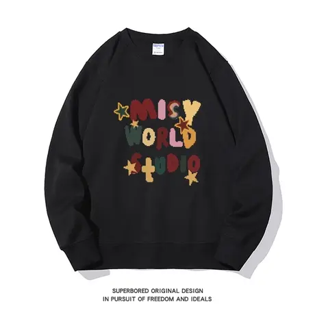 美式潮流圆领卫衣男早秋设计感潮流字母印花宽松休闲无帽上衣潮商品大图