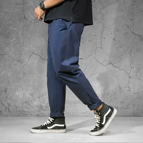 胖哥哥男裤子春秋季休闲裤纯棉加肥加大修身直筒裤子大码男装长裤商品大图