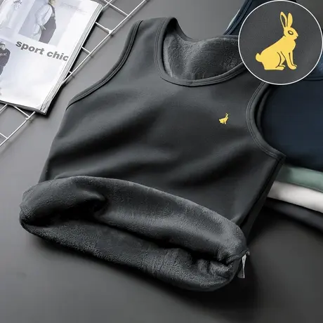 男士背心冬季内穿运动坎肩加绒加厚无袖t恤打底保暖马甲健身跨栏商品大图