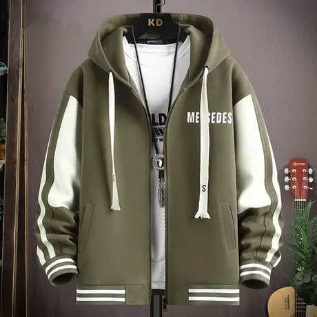 潮流外套男春秋休闲宽松连帽夹克男青少年潮牌帅气新款运动棒球服商品大图