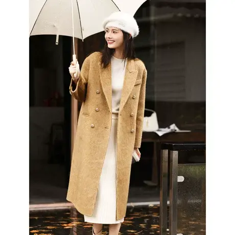 时尚气质高端通勤重工毛呢大衣女士2023年秋冬新款中长款设计外套商品大图