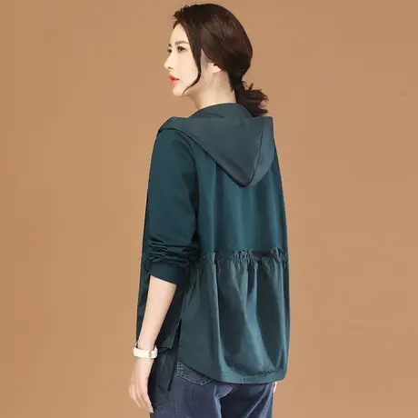 韩潮袭人连帽宽松收腰短外套女2024春季新款休闲风衣夹克棒球服图片