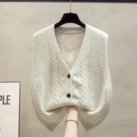 v领针织开衫马甲背心女2023秋装新款宽松外穿马夹叠穿毛衣坎肩潮商品大图