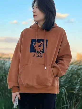 2023秋冬新款连帽加绒卡通卫衣宽松显瘦减龄ins潮韩版休闲外套女商品大图