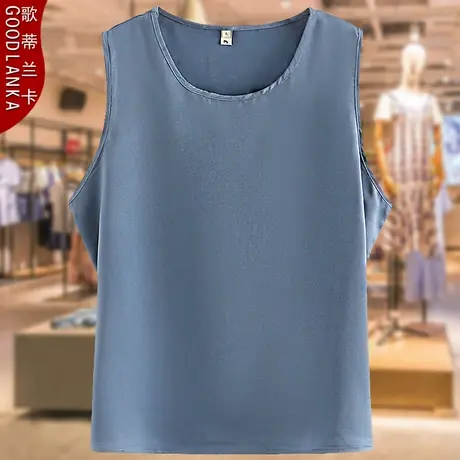 中老年女装夏季冰丝背心加大码妈妈装时尚百搭绸缎打底衫T恤上衣商品大图