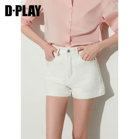 DPLAY 走遍整个夏天 显腿长凹造型神裤时尚白牛仔短裤热裤商品大图