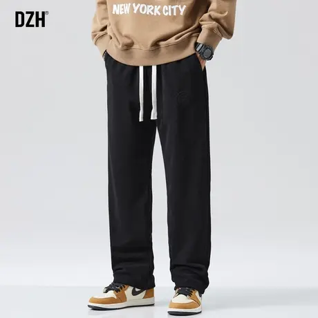 男士黑色裤子男款美式高街秋季卫裤宽松直筒潮牌休闲运动裤阔腿裤商品大图