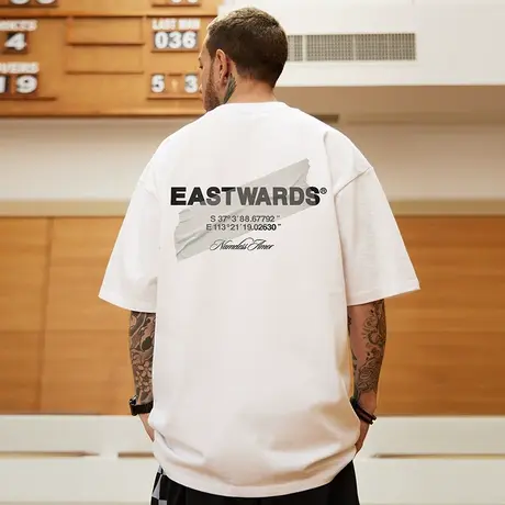 2024新款夏季男士大码短袖T恤潮牌印花潮流宽松半袖男圆领上衣夏商品大图