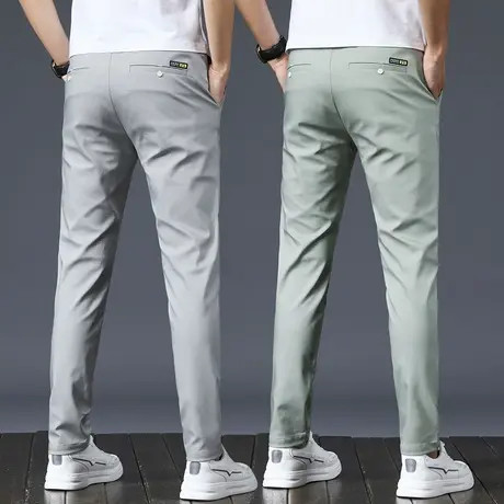 秋季西装西裤冰丝滑高端休闲长裤男士男裤子春秋款修身小脚正装裤商品大图