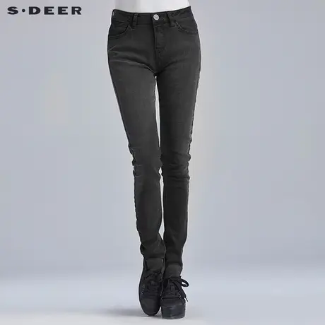 sdeer圣迪奥女做旧休闲牛仔长裤S16280804商品大图