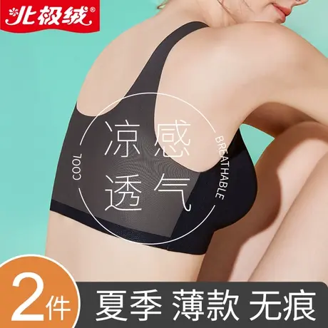 无痕内衣女夏季薄款凉感无钢圈大胸显小胸聚拢运动美背心式文胸罩商品大图