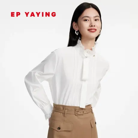 EP YAYING雅莹女装 气质木耳领设计感白衬衫 2023新款2230A图片