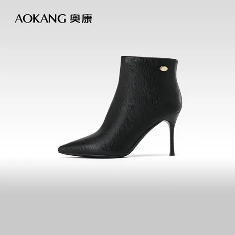 奥康女鞋 2023冬季新款法式尖头优雅细高跟时尚短靴百搭时装靴商品大图