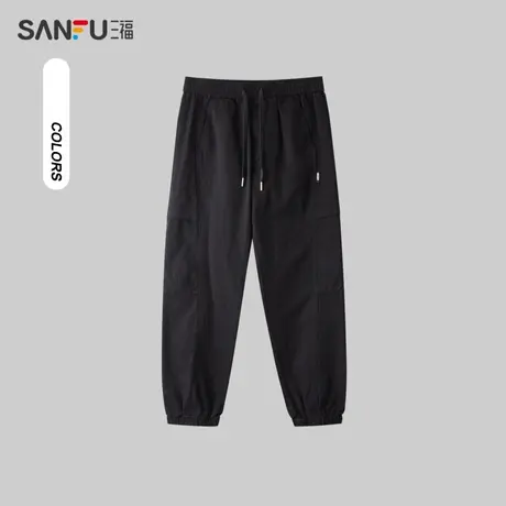 三福2024春季男士工装口袋休闲裤 时尚宽松长裤男482237商品大图