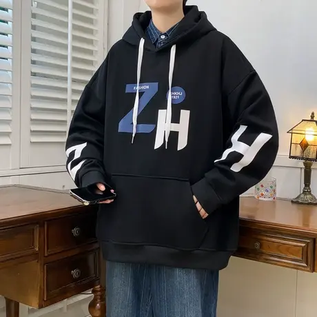 纯棉潮牌卫衣男春秋季2024新款宽松港风男生连帽外套动漫嘻哈美式商品大图