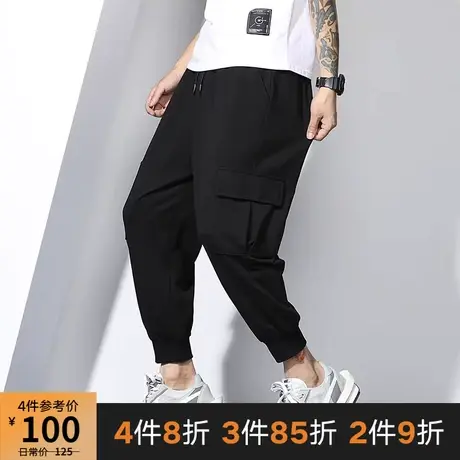 GxxH大码男装潮牌肥佬加肥加大小脚裤工装裤子胖子宽松休闲九分裤商品大图