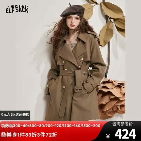 妖精的口袋美拉德风衣外套女2024春秋新款小个子中长款休闲大衣潮图片
