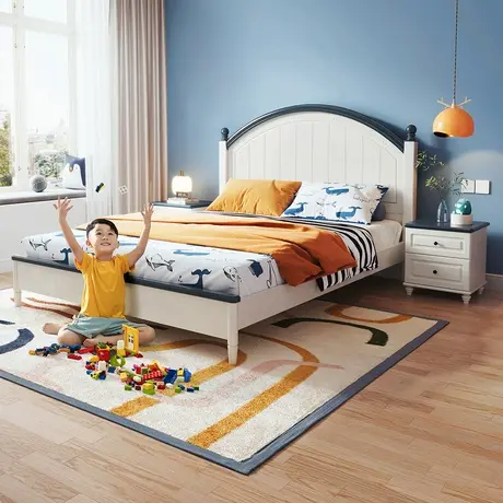 【立即抢购】全友家居儿童床男孩田园风实木脚环保骨架青少年单床图片