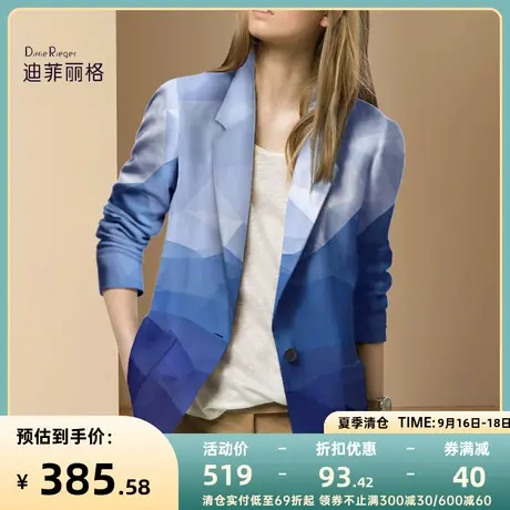 迪菲丽格秋装2023年新款时尚印花西装外套女高级设计感小众西服潮图片